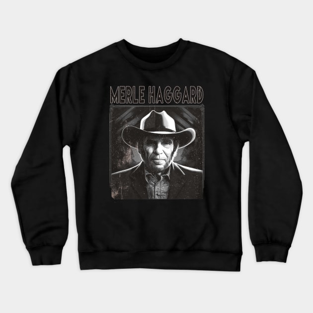 Country Music Fan Design - Merle Haggard Crewneck Sweatshirt by Moulezitouna